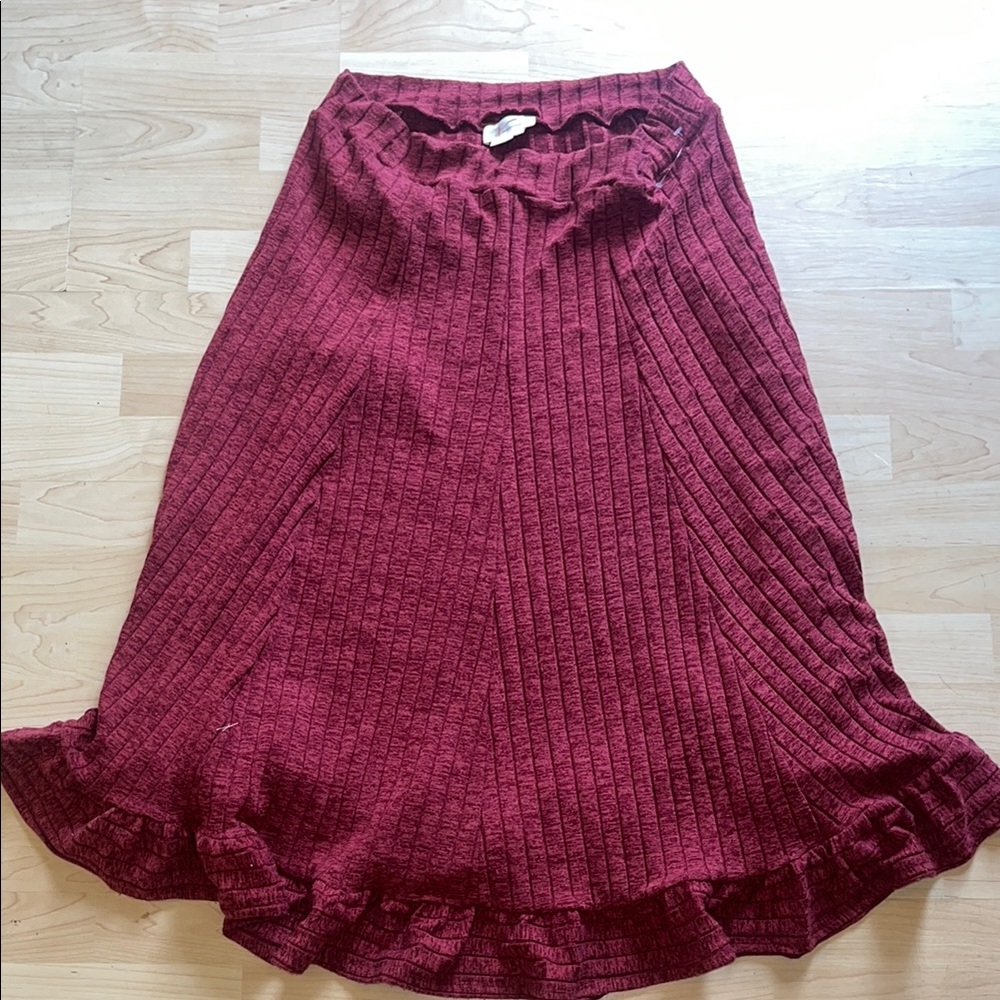 Anthropologie Deep Red A-Line Skirt